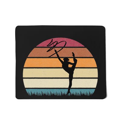 Gymnast With Ribbon In Retro Sunset Rhythmic Gymnastics Mousepad
