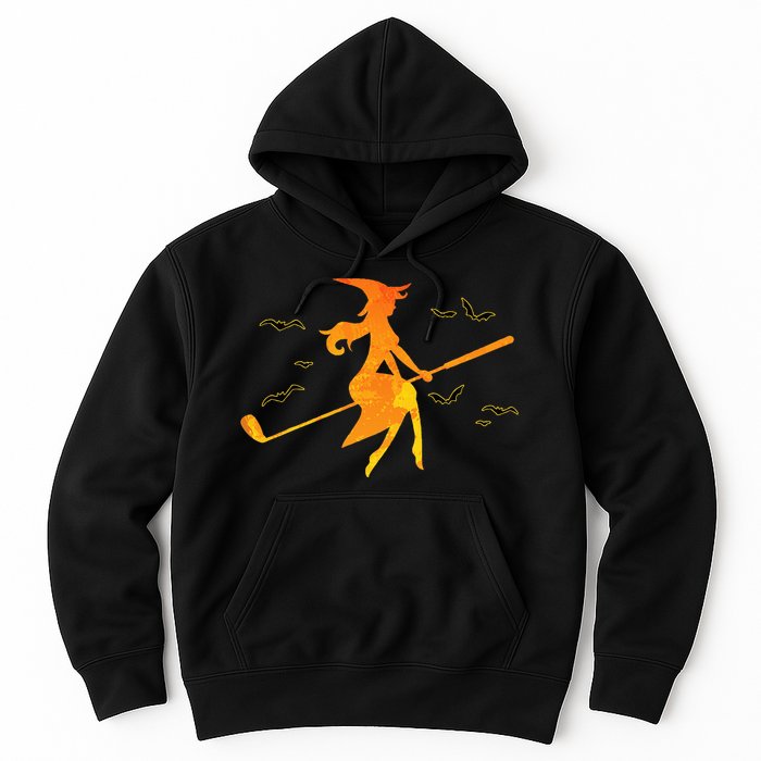 Golf Witch Riding Golf Stick Funny Halloween Golf Club Hoodie