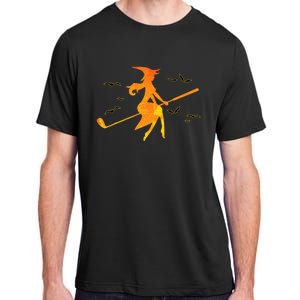 Golf Witch Riding Golf Stick Funny Halloween Golf Club Adult ChromaSoft Performance T-Shirt