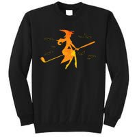 Golf Witch Riding Golf Stick Funny Halloween Golf Club Tall Sweatshirt