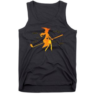 Golf Witch Riding Golf Stick Funny Halloween Golf Club Tank Top