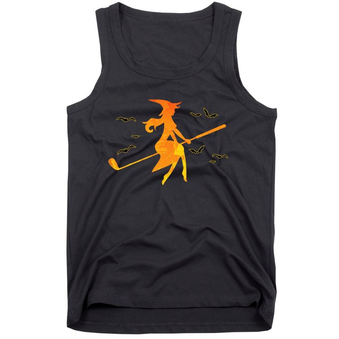 Golf Witch Riding Golf Stick Funny Halloween Golf Club Tank Top