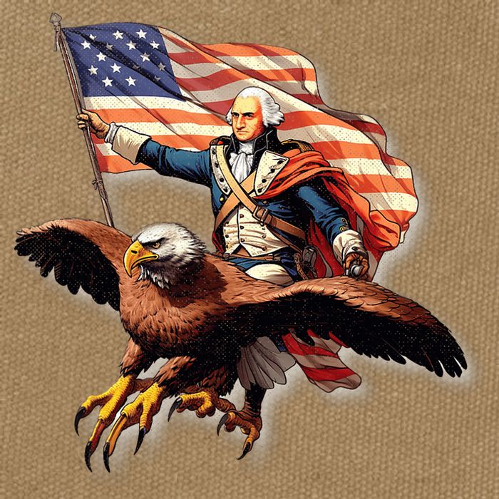 George Washington Riding A Bald Eagle Patriotic Cotton Canvas Backpack