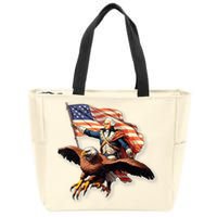 George Washington Riding A Bald Eagle Patriotic Zip Tote Bag