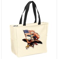 George Washington Riding A Bald Eagle Patriotic Zip Tote Bag