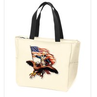 George Washington Riding A Bald Eagle Patriotic Zip Tote Bag