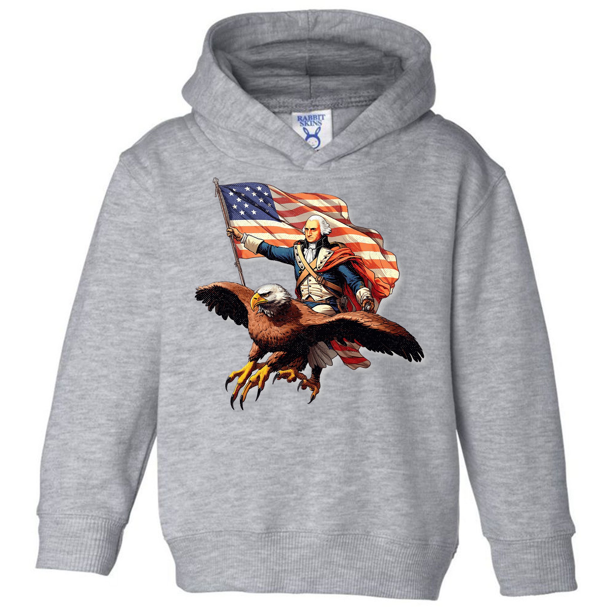 George Washington Riding A Bald Eagle Patriotic Toddler Hoodie