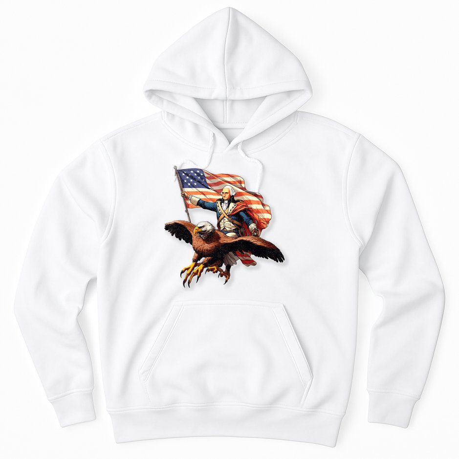 George Washington Riding A Bald Eagle Patriotic Hoodie