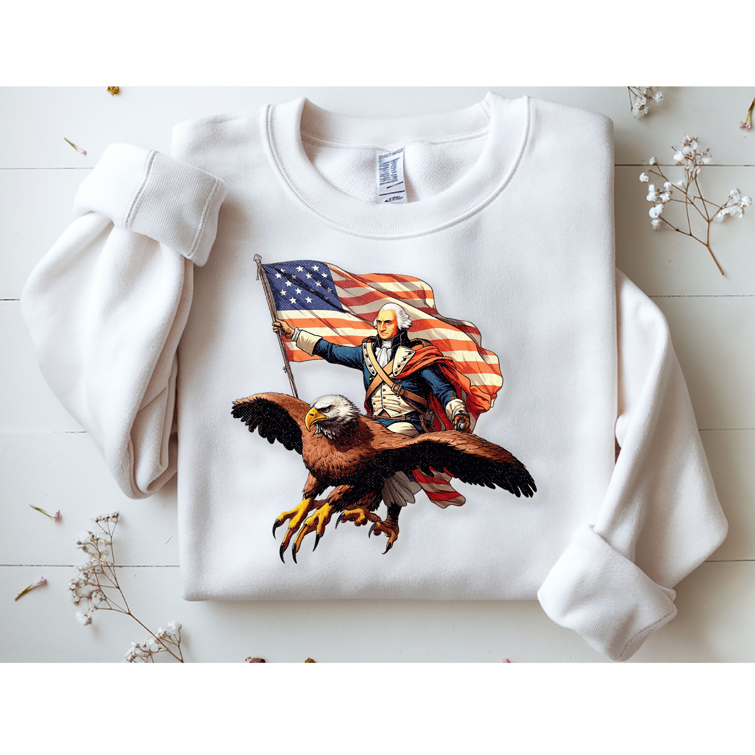 George Washington Riding A Bald Eagle Patriotic Sweatshirt