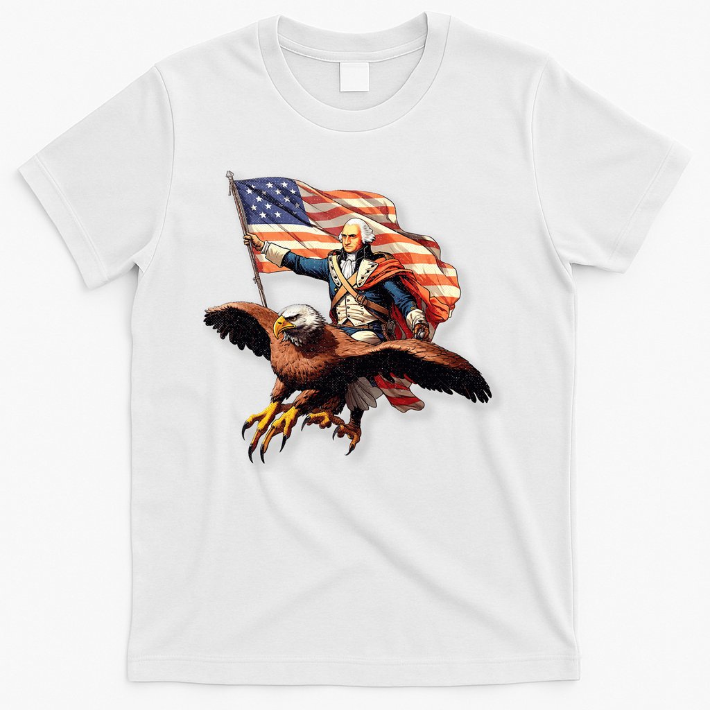 George Washington Riding A Bald Eagle Patriotic T-Shirt