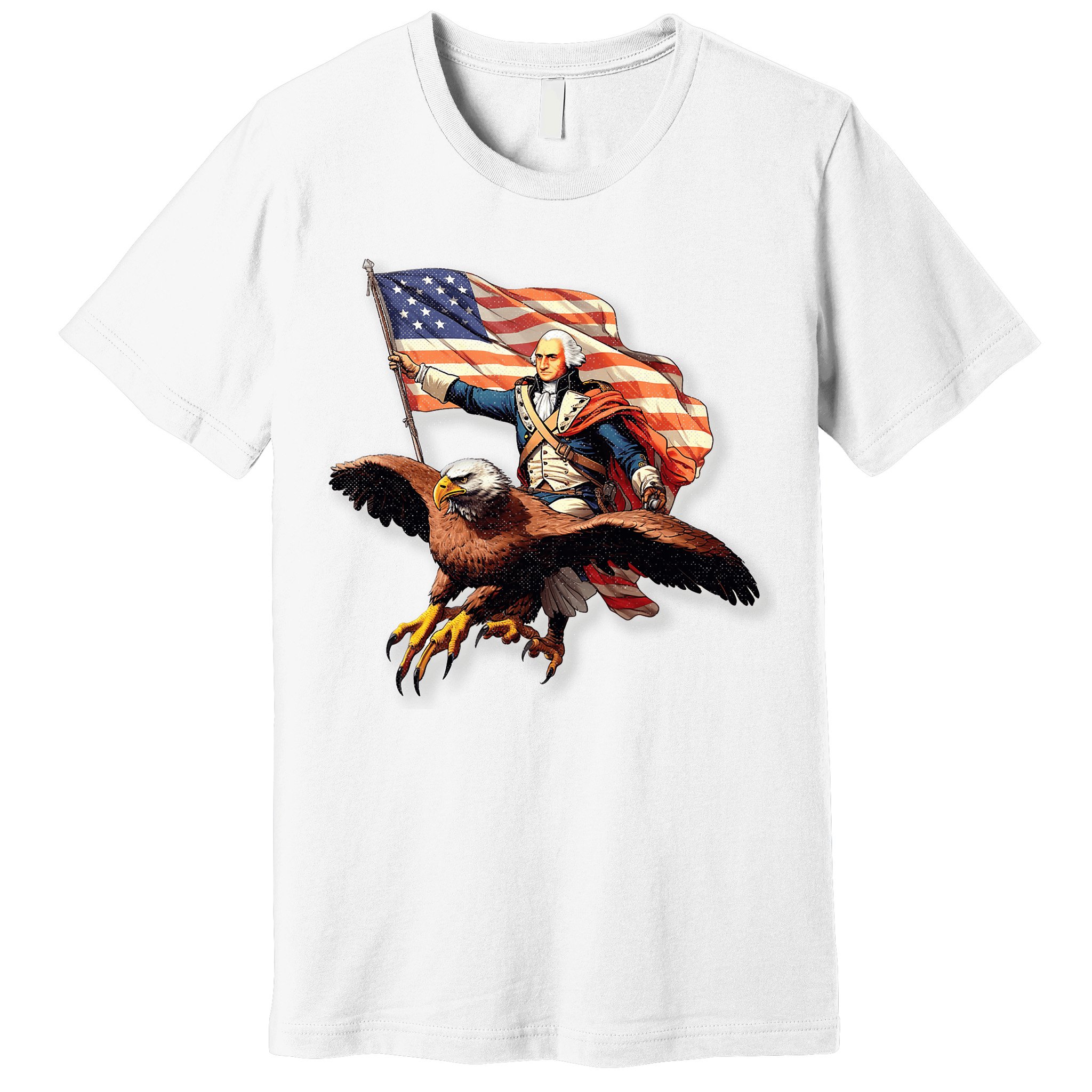 George Washington Riding A Bald Eagle Patriotic Premium T-Shirt