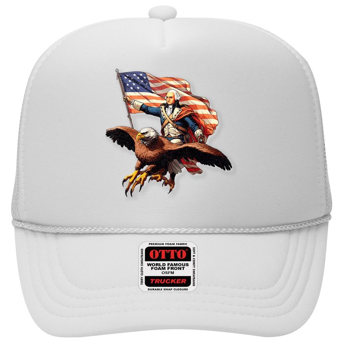 George Washington Riding A Bald Eagle Patriotic Trucker Hat