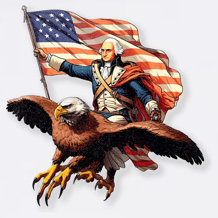 George Washington Riding A Bald Eagle Patriotic Trucker Hat