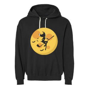 Golf Witch Riding Golf Stick Funny Halloween Golf Club Garment-Dyed Fleece Hoodie