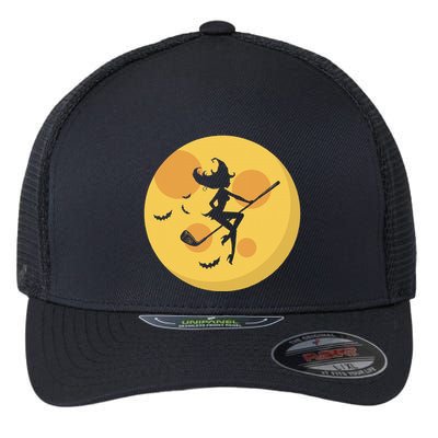 Golf Witch Riding Golf Stick Funny Halloween Golf Club Flexfit Unipanel Trucker Cap