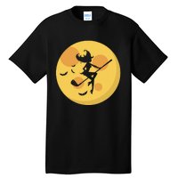 Golf Witch Riding Golf Stick Funny Halloween Golf Club Tall T-Shirt