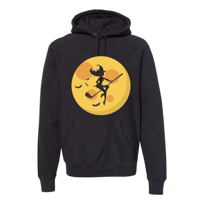 Golf Witch Riding Golf Stick Funny Halloween Golf Club Premium Hoodie