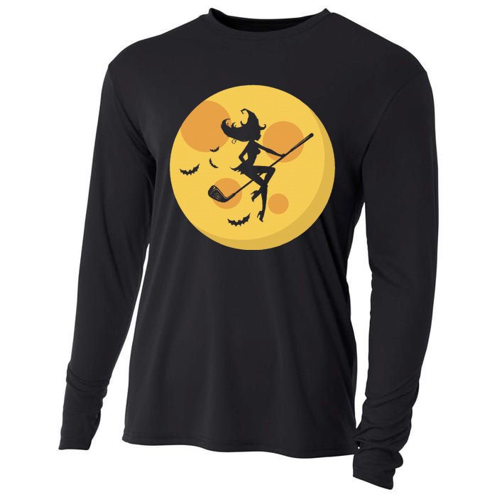 Golf Witch Riding Golf Stick Funny Halloween Golf Club Cooling Performance Long Sleeve Crew