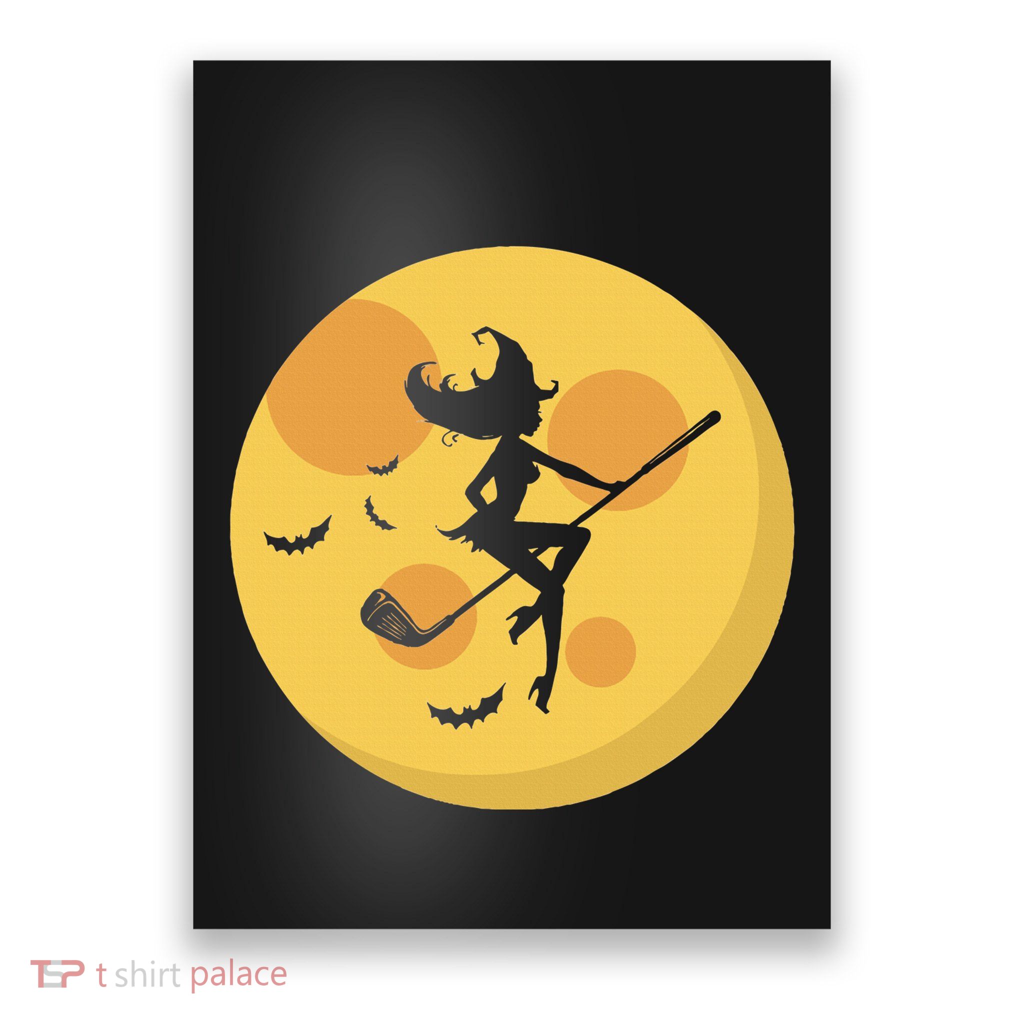 Golf Witch Riding Golf Stick Funny Halloween Golf Club Poster
