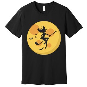 Golf Witch Riding Golf Stick Funny Halloween Golf Club Premium T-Shirt