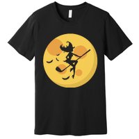 Golf Witch Riding Golf Stick Funny Halloween Golf Club Premium T-Shirt