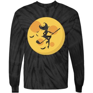 Golf Witch Riding Golf Stick Funny Halloween Golf Club Tie-Dye Long Sleeve Shirt