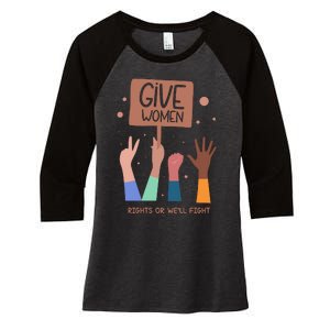 Give Women Rights Women's Tri-Blend 3/4-Sleeve Raglan Shirt