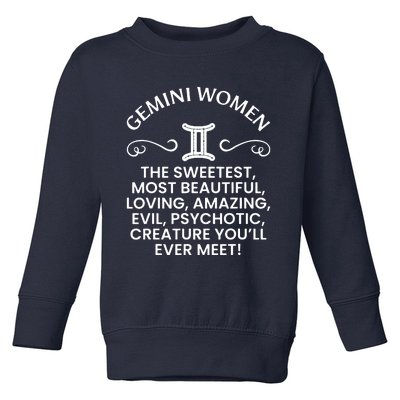 Gemini Women Sweetest Beautiful Funny Gemini Zodiac Signs Toddler Sweatshirt