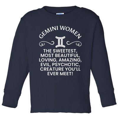 Gemini Women Sweetest Beautiful Funny Gemini Zodiac Signs Toddler Long Sleeve Shirt