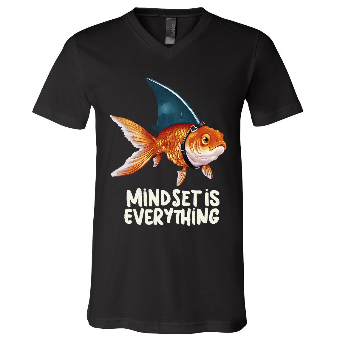 Goldfish With Shark Fin Costume Illustration V-Neck T-Shirt