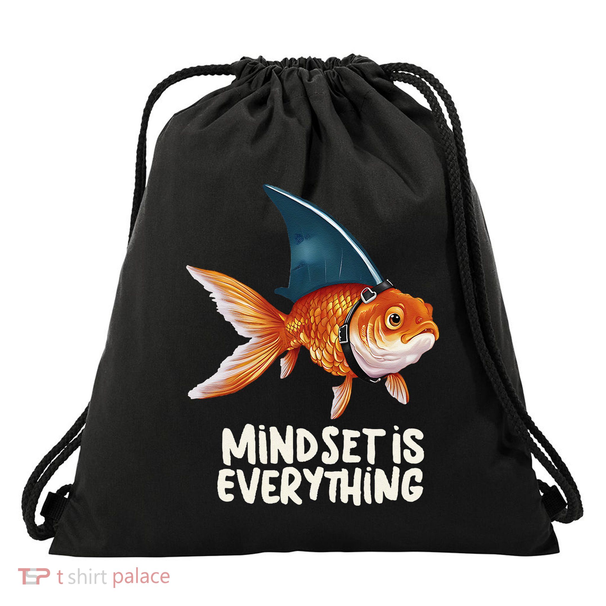 Goldfish With Shark Fin Costume Illustration Drawstring Bag