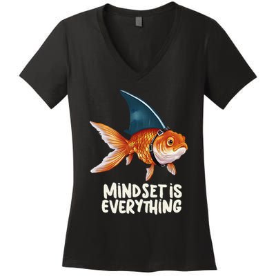 Goldfish With Shark Fin Costume Illustration Women's V-Neck T-Shirt