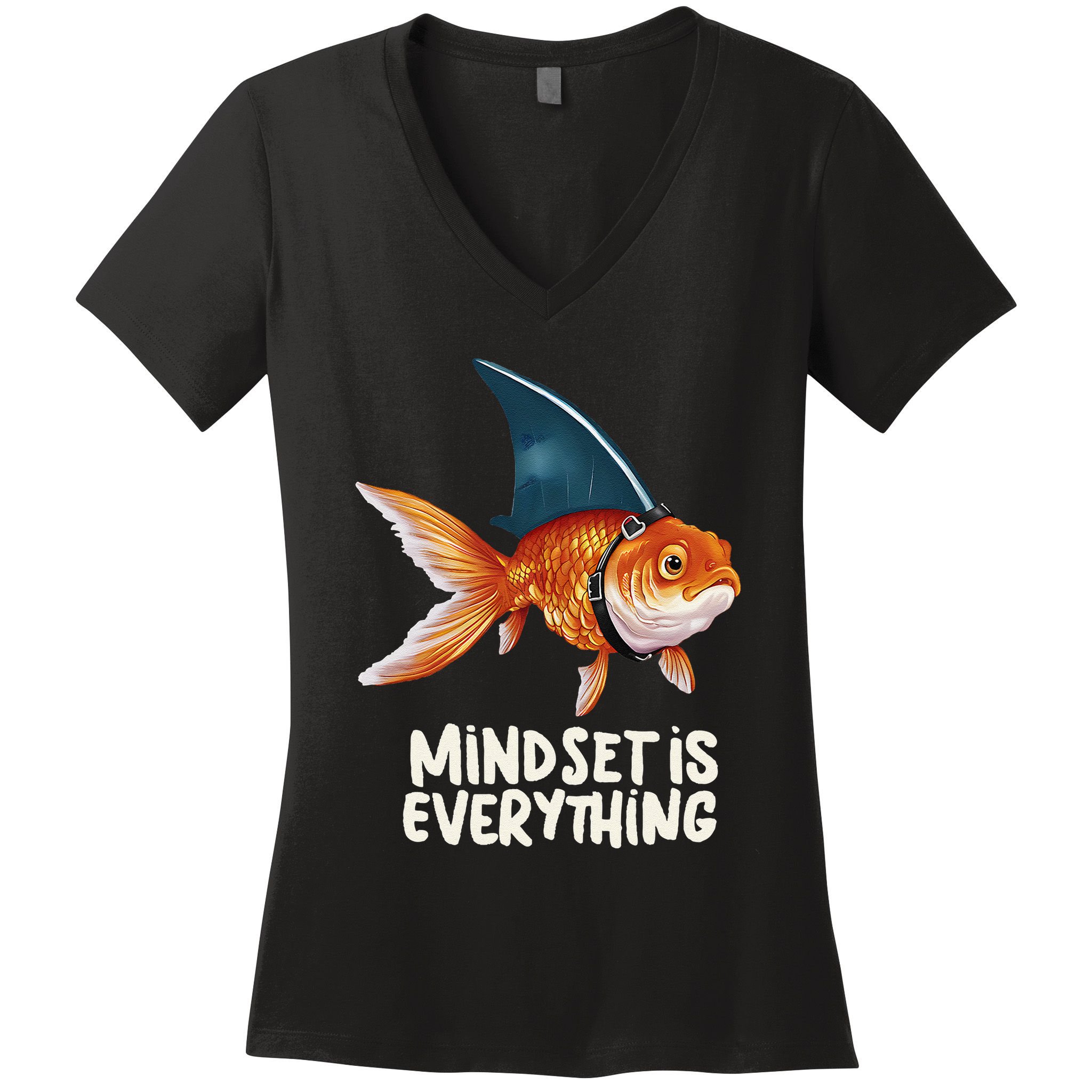 Goldfish With Shark Fin Costume Illustration Women's V-Neck T-Shirt