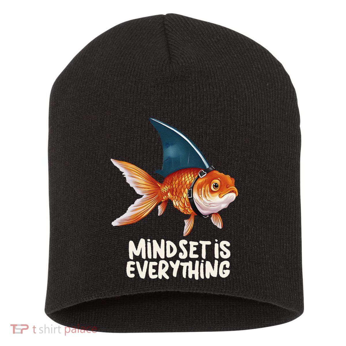 Goldfish With Shark Fin Costume Illustration Short Acrylic Beanie