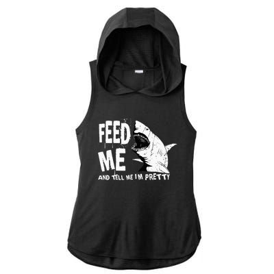 Great White Shark Feed Me Largest Predator Ocean Biologists Ladies PosiCharge Tri-Blend Wicking Draft Hoodie Tank