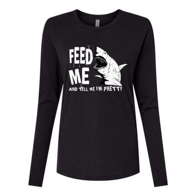 Great White Shark Feed Me Largest Predator Ocean Biologists Womens Cotton Relaxed Long Sleeve T-Shirt