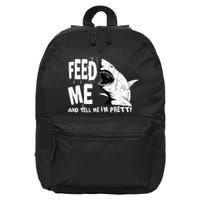 Great White Shark Feed Me Largest Predator Ocean Biologists 16 in Basic Backpack