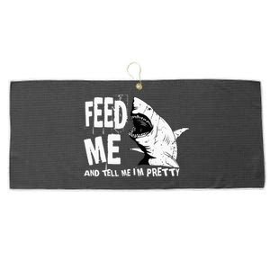 Great White Shark Feed Me Largest Predator Ocean Biologists Large Microfiber Waffle Golf Towel