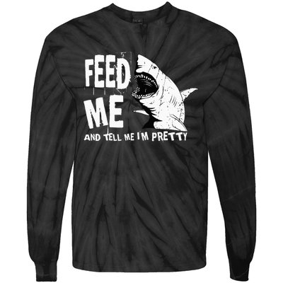 Great White Shark Feed Me Largest Predator Ocean Biologists Tie-Dye Long Sleeve Shirt