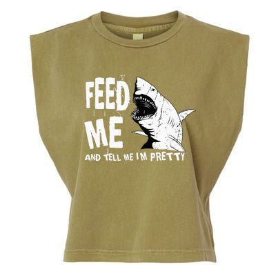 Great White Shark Feed Me Largest Predator Ocean Biologists Garment-Dyed Women's Muscle Tee