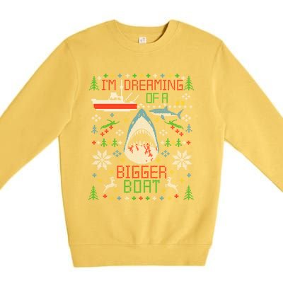 Great White Shark Fishing Ugly Christmas Sweater Party Gift Premium Crewneck Sweatshirt