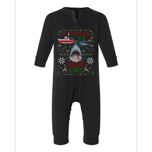 Great White Shark Fishing Ugly Christmas Sweater Party Gift Infant Fleece One Piece