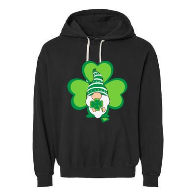 Gnome With Shamrock St Patricks Day Garment-Dyed Fleece Hoodie