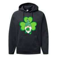 Gnome With Shamrock St Patricks Day Performance Fleece Hoodie