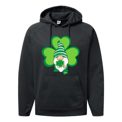 Gnome With Shamrock St Patricks Day Performance Fleece Hoodie