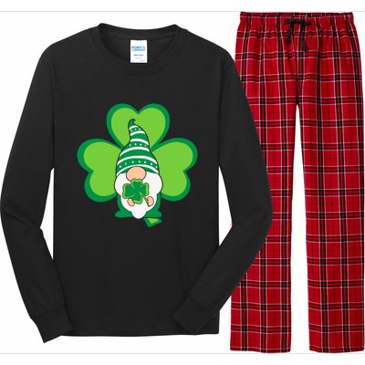 Gnome With Shamrock St Patricks Day Long Sleeve Pajama Set