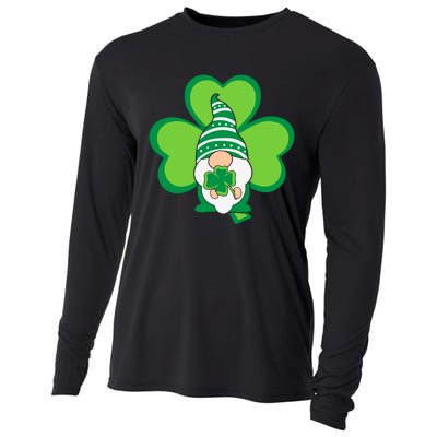 Gnome With Shamrock St Patricks Day Cooling Performance Long Sleeve Crew