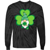 Gnome With Shamrock St Patricks Day Tie-Dye Long Sleeve Shirt