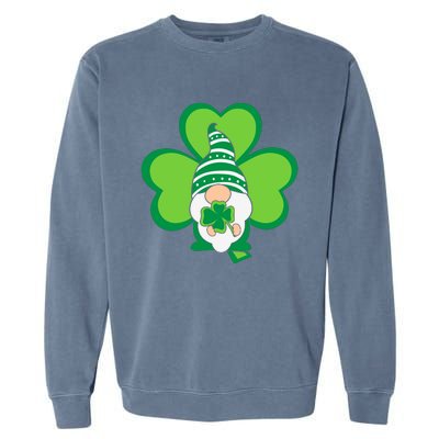 Gnome With Shamrock St Patricks Day Garment-Dyed Sweatshirt