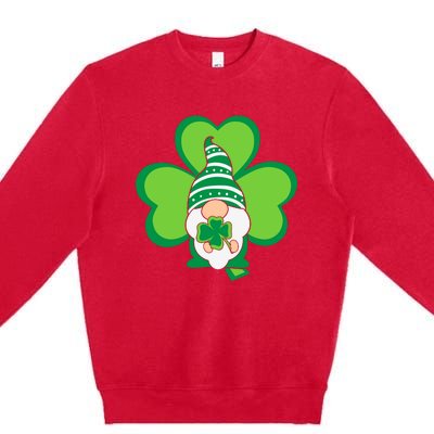 Gnome With Shamrock St Patricks Day Premium Crewneck Sweatshirt